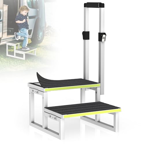 2 Step Stool with Handrail, Anti-Slip Mats, Wide Platform C621