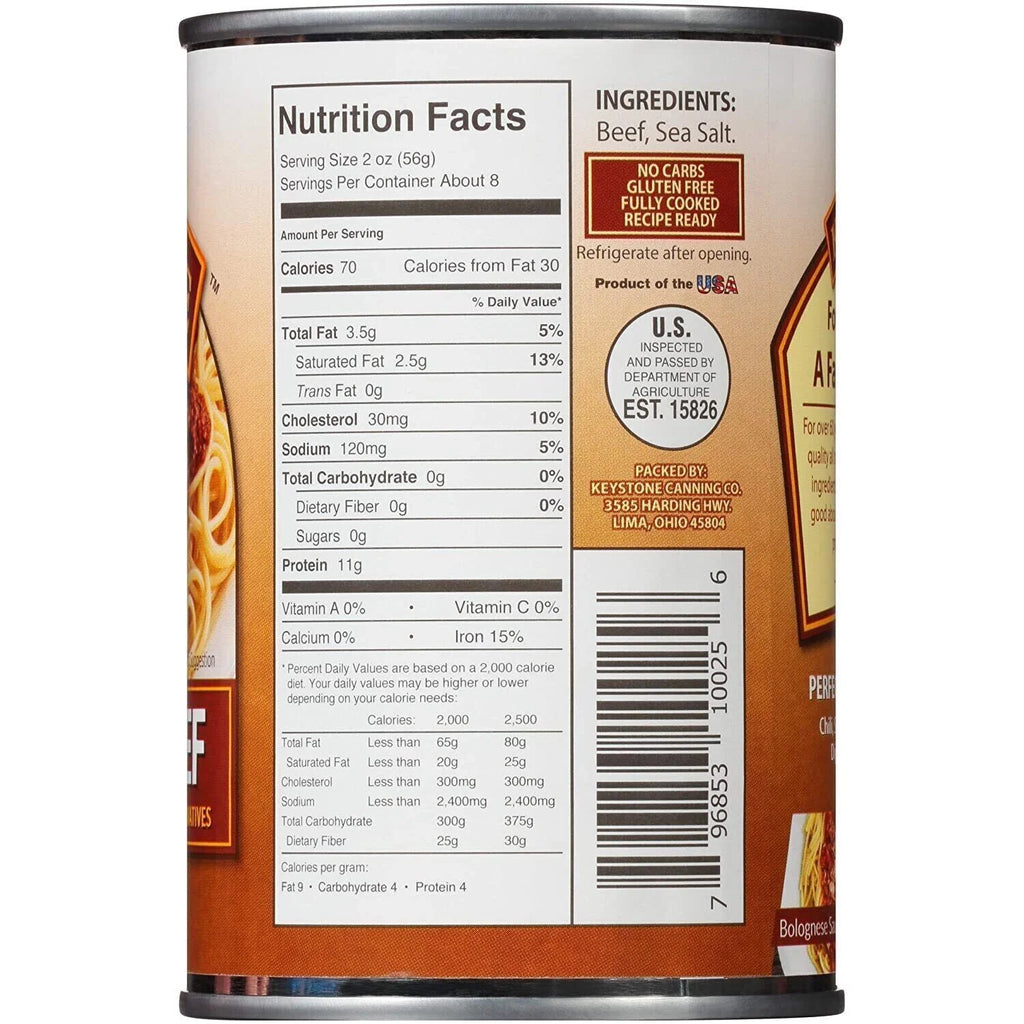 (12 Pack) Ground Beef 14 oz Can Fully Cooked O15844