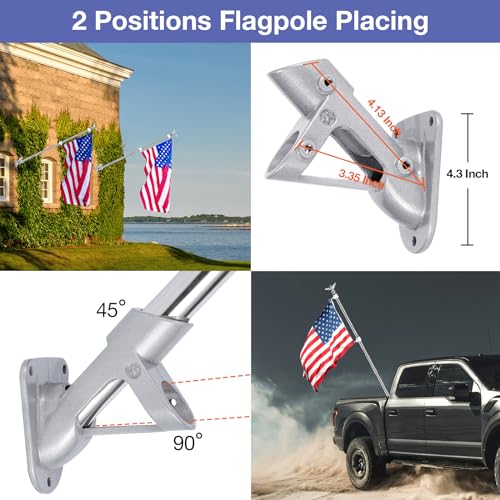 6FT Stainless Steel Flagpole Kit with Holder Bracket V303
