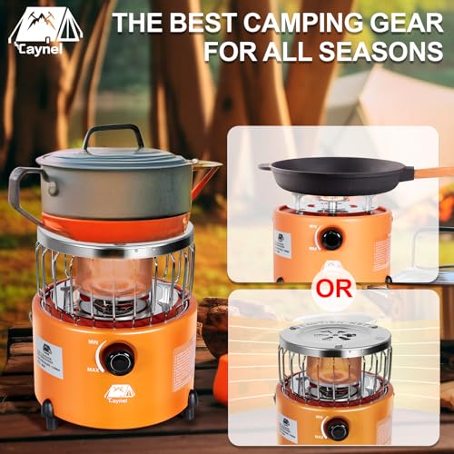 2 in 1 Portable Propane Heater and Stove, Outdoor Camping Liquefied Gas Stove, Orange A7681