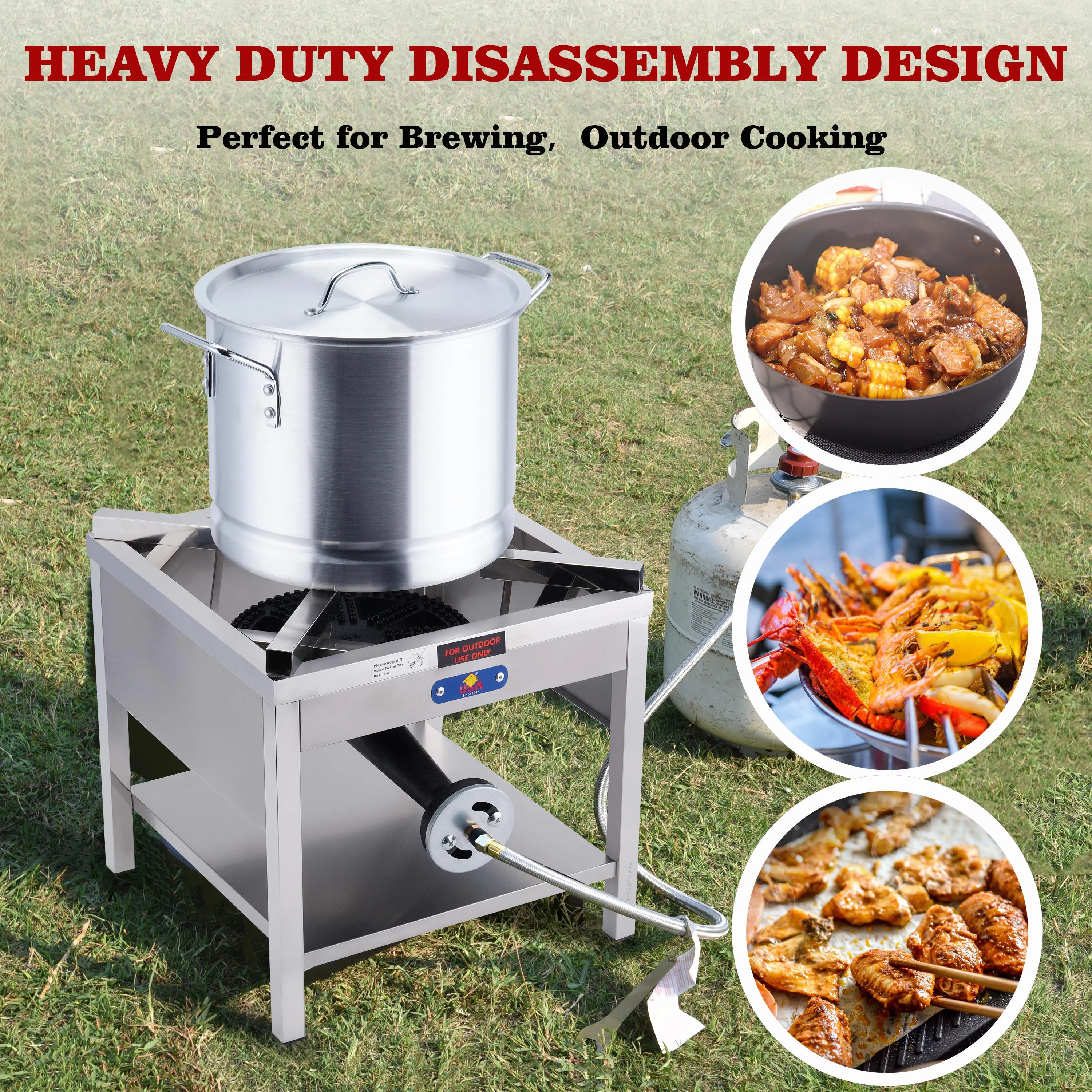 Stainless Steel Propane Burner Outdoor Cooker Stove 200,000 BTU Y154316