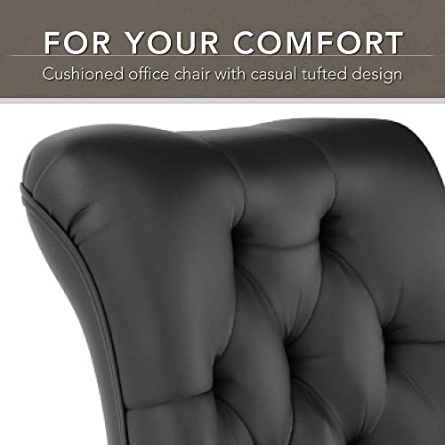 Vintage Black L Shaped Desk with Mid Back Tufted Office Chair D6503