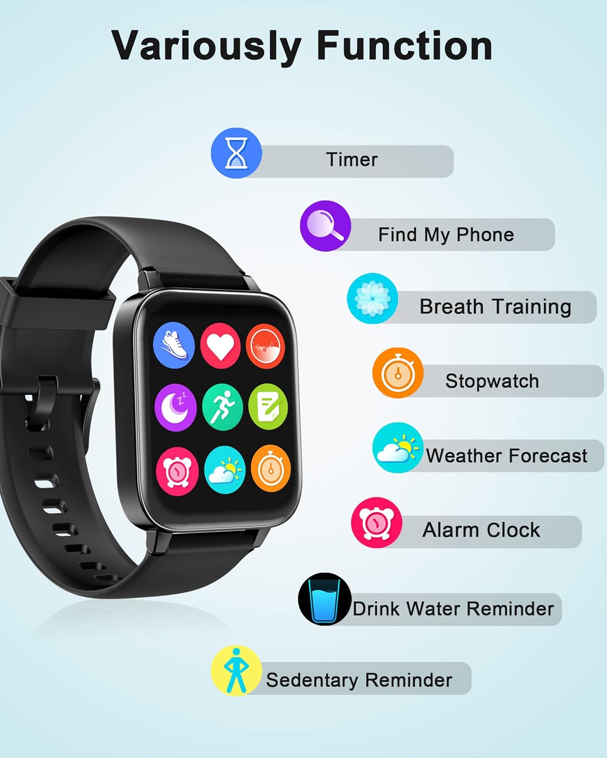 1.7" Smartwatch with Heart Rate SpO2 Sleep Monitor, 5ATM Waterproof Fitness Watch A5820