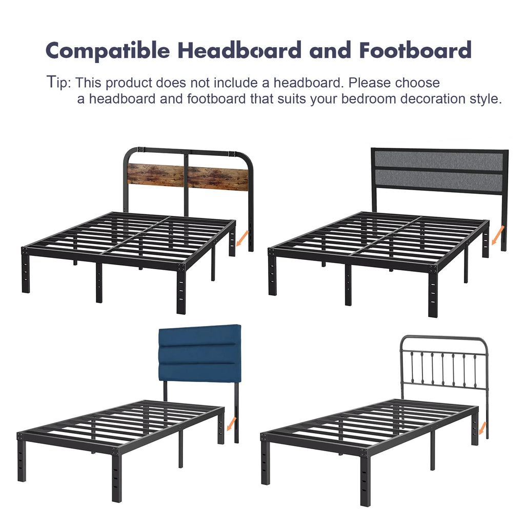 14" Queen Metal Bed Frame with Steel Slats E7114