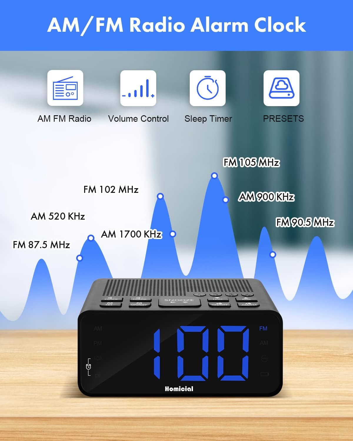 1.4” LED Digital Alarm Clock Radio with AM/FM Radio O79935
