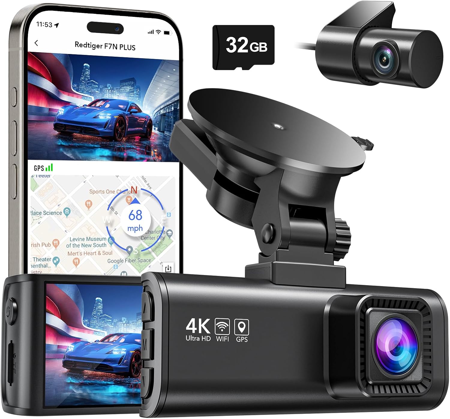 4K/2.5K Full HD Dash Cam with 32GB Card N30642