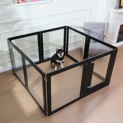 White 6 Panel Acrylic Dog Playpen with Door D926