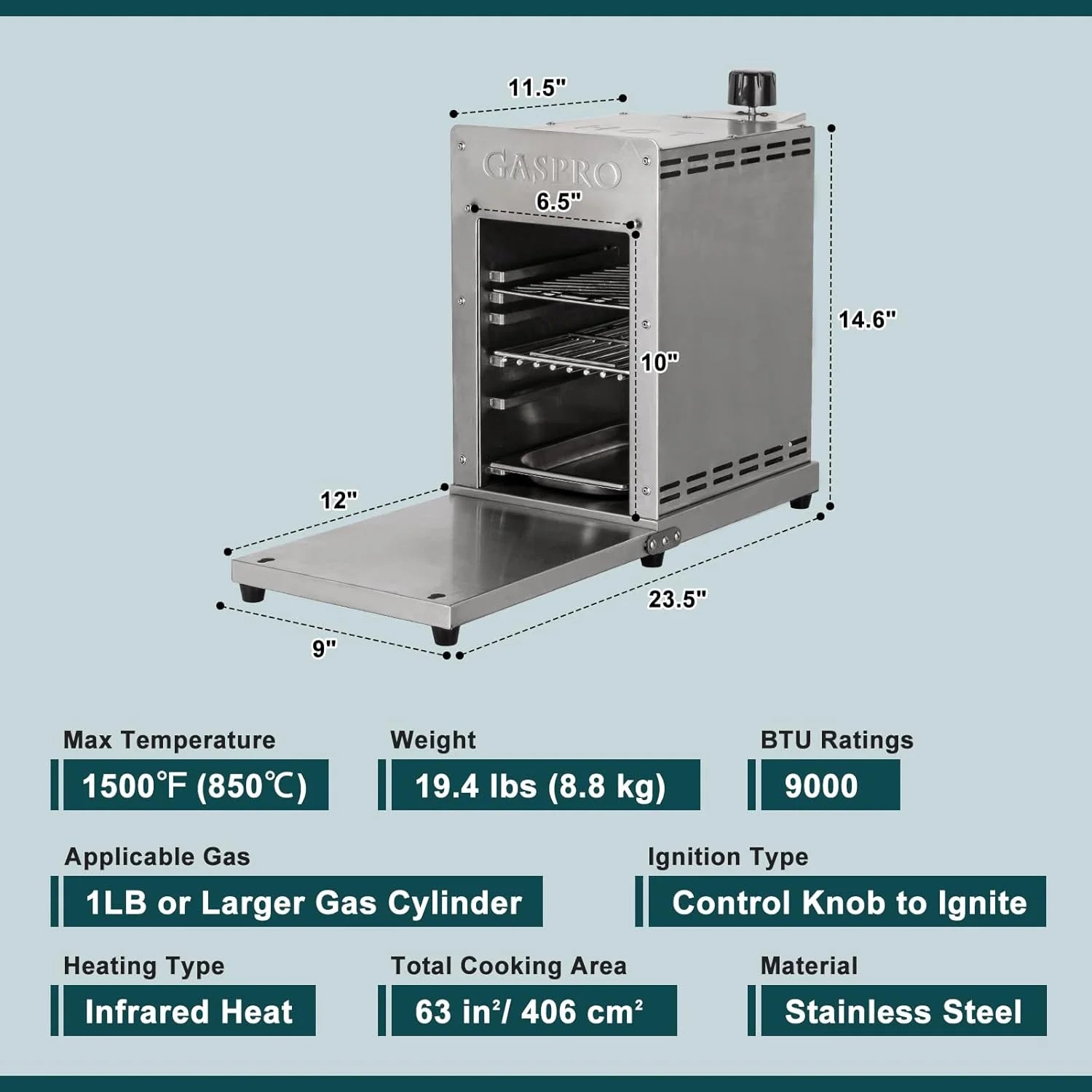 1500℉ Portable Propane Gas Grill with Infrared Technology G587