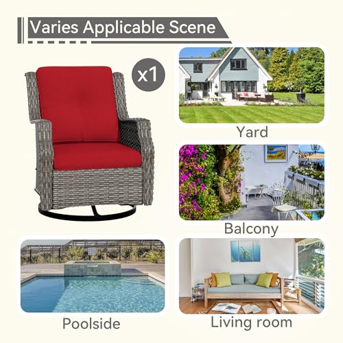 Outdoor Swivel Rocker Patio Chair with Olefin Fabric Cushions A6802