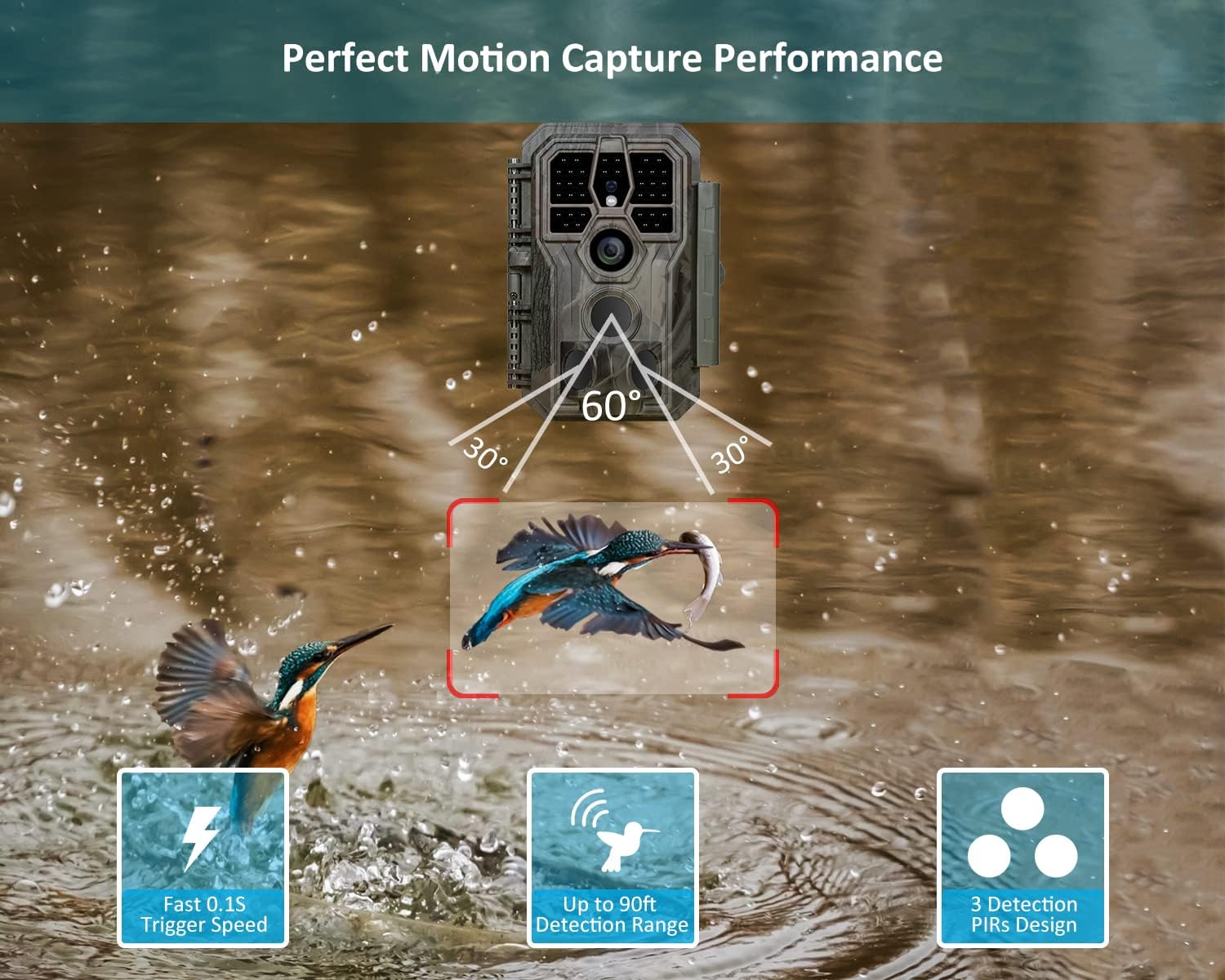 32MP 1296P Trail Camera with 100ft Night Vision D317