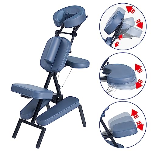 Blue Aluminum Folding Portable Massage Chair with Wheeled Carrying Case B538