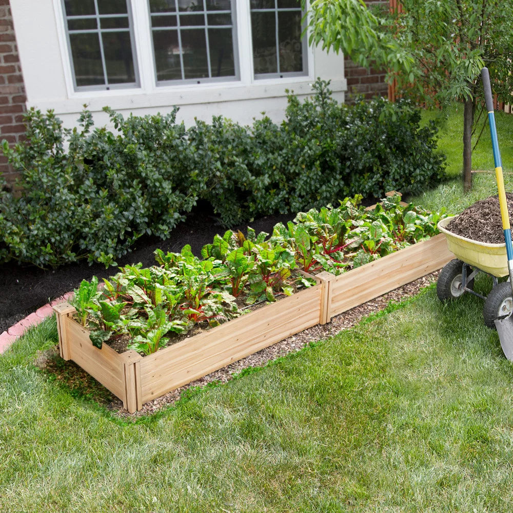 Wooden Raised Garden Bed, 96.7 x 24.6 x 10.6inch, Natural Wood Q4544