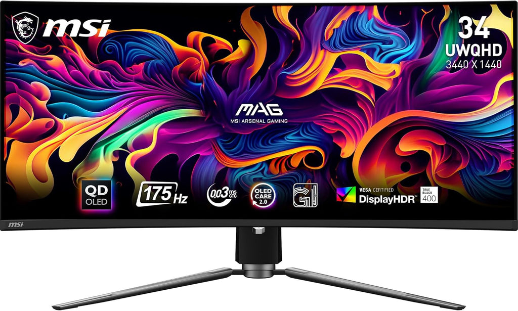 34-inch Curved OLED Gaming Monitor, 3440 x 1440, 240Hz, Height Adjustable E64435