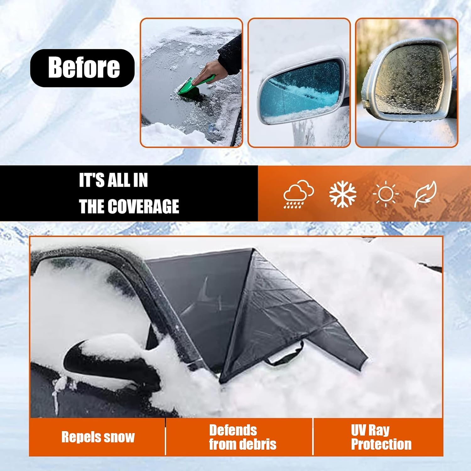Black Windshield Cover 84.64" x 49.21" D7135