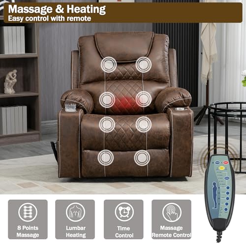 Large Dual Motor Power Lift Recliner Chair with Massage Heat J4028