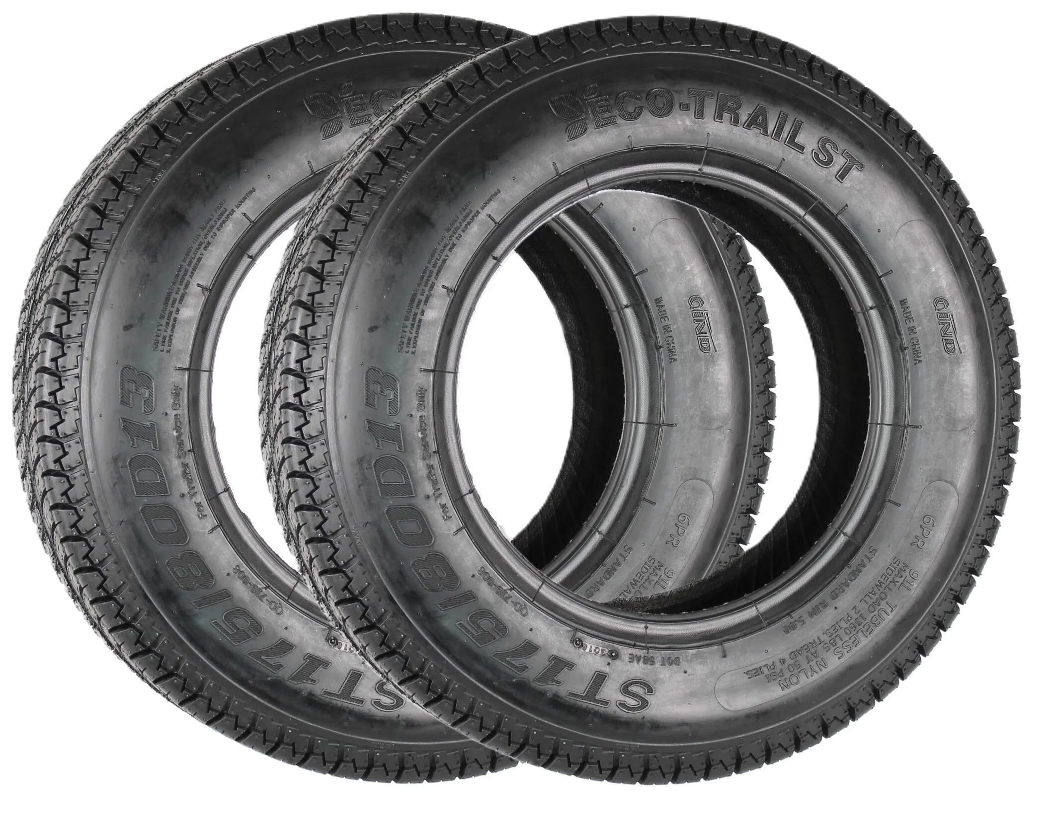 Two Eco Trail Trailer Tires Bias Ply Load Range C 175/80 D 13 U110