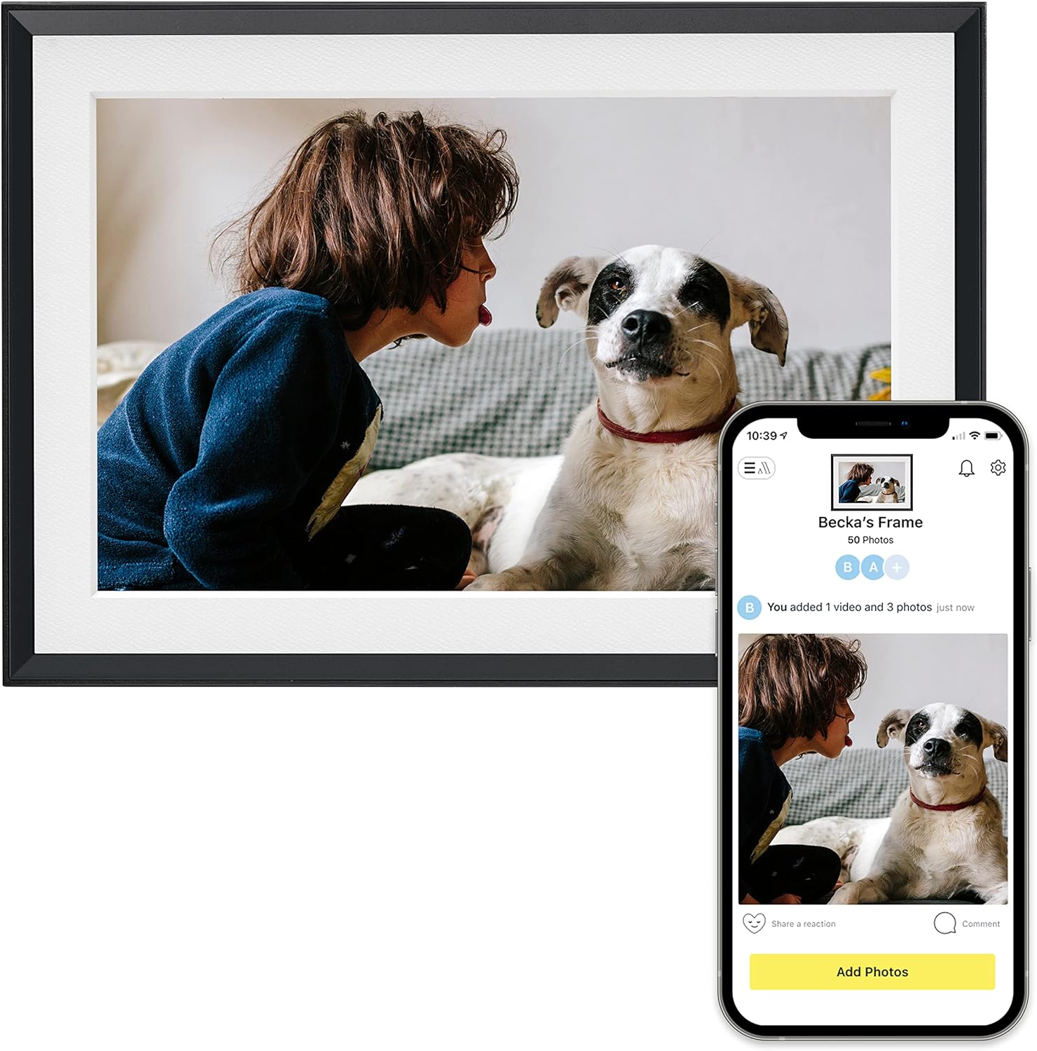 10.1" WiFi Digital Picture Frame (Gravel with White Mat) Z72054