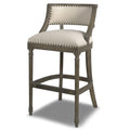 Dark Heathered Grey Linen Counter Height Bar Stool with Backrest U136374