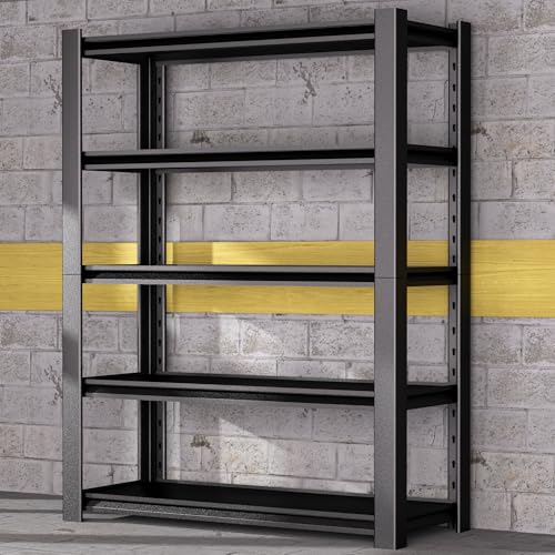 5-Tier Heavy Duty Garage Shelving Unit, 3000 LBS Capacity Metal Storage Rack 72" H x 48" W x 20" D, Adjustable Steel Shelves R174