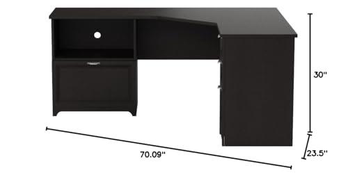 L Desk, 30"H x 70 9/10"W x 23 1/5"D, Espresso R981