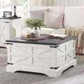 Square Wood Coffee Table with Hidden Storage Compartment F8079