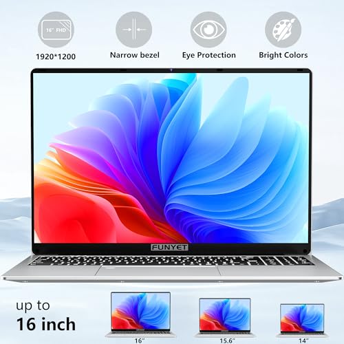 16 Inch Gaming Laptop, 16GB RAM 512GB SSD, Intel 12th Gen N95 Processor, Backlit Keyboard, Fingerprint Unlock, FHD 1920 * 1200 C52450