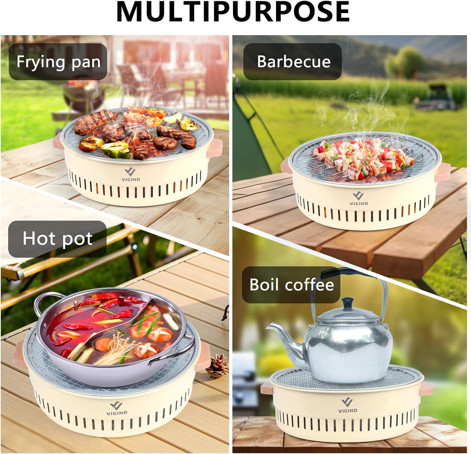 14inch Stainless Steel Charcoal Barbecue Grill with Folding Legs T814556