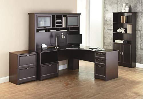 L Desk, 30"H x 70 9/10"W x 23 1/5"D, Espresso R981