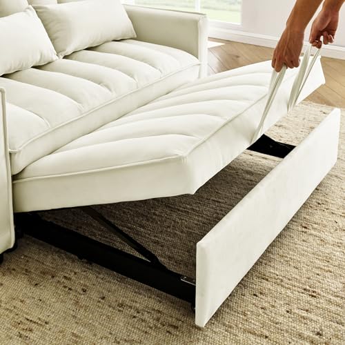 Black Velvet Convertible Sleeper Sofa Bed J24364
