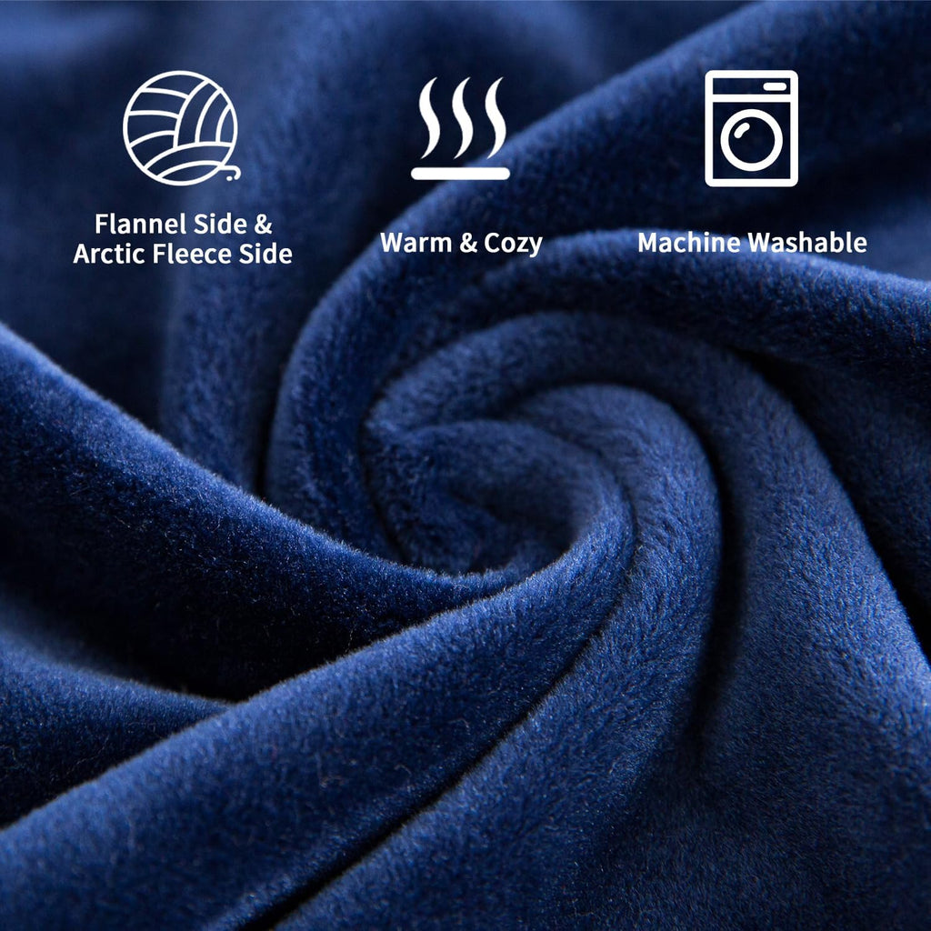 Blue 50" x 60" Flannel Electric Heated Blanket with Hand Controller M553