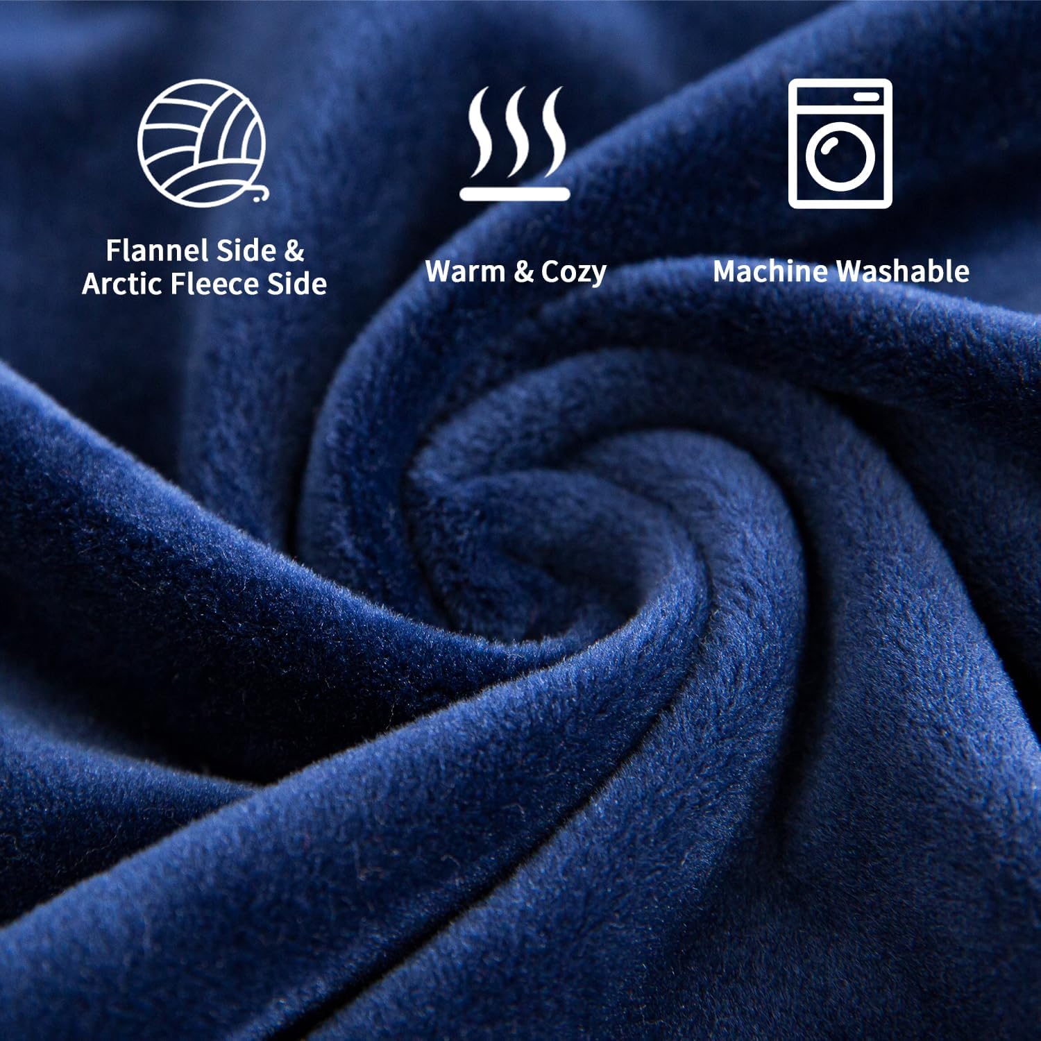 Blue 50" x 60" Flannel Electric Heated Blanket with Hand Controller M553