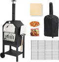 Black Portable Wood-Fired Pizza Oven with Pizza Stone K940904