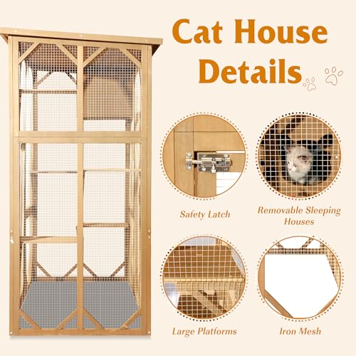Grey Large Wooden Cat Enclosure with Platform D70169