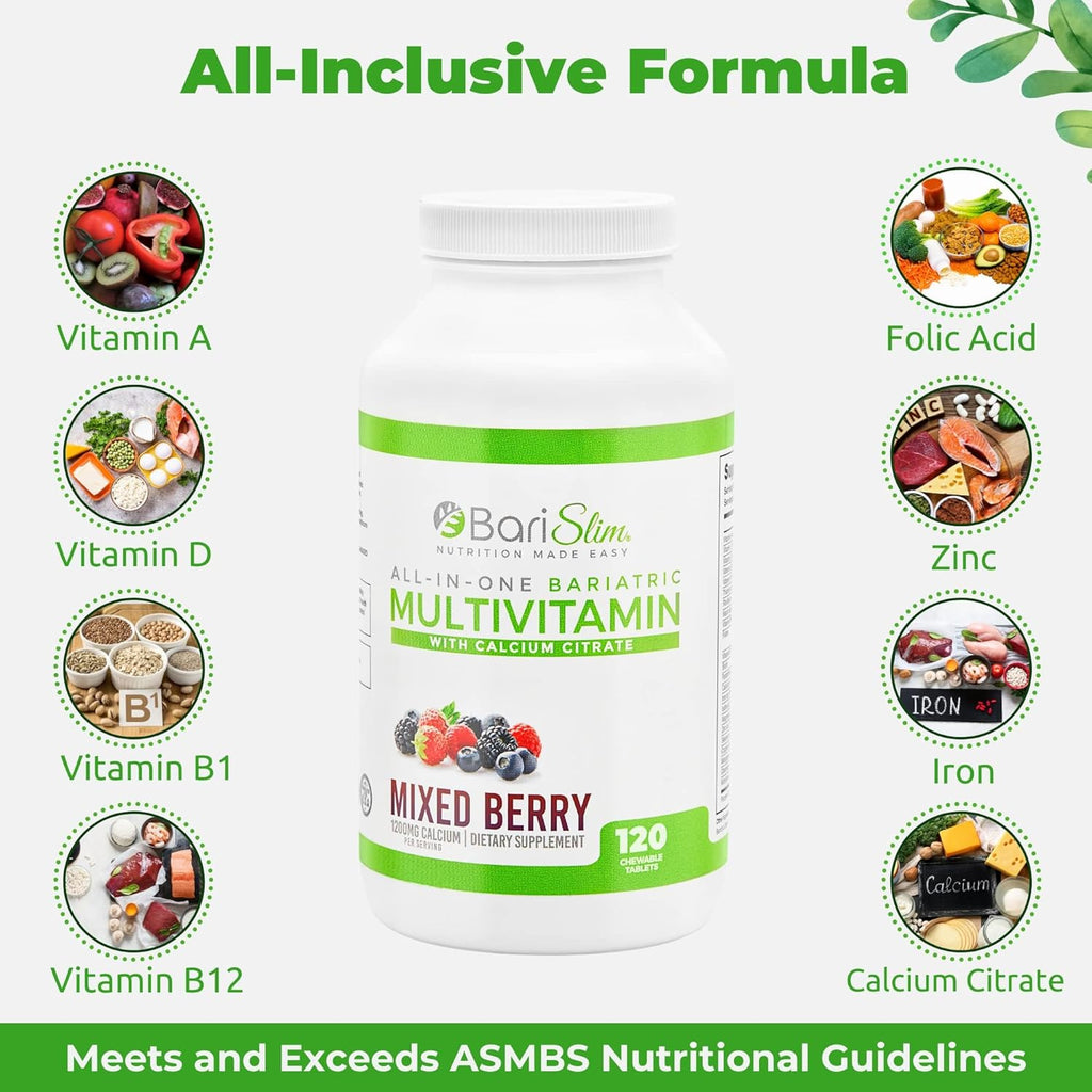 Bariatric Chewable Multivitamin Tablets with Calcium Citrate Mixed Berry 120 Count D628