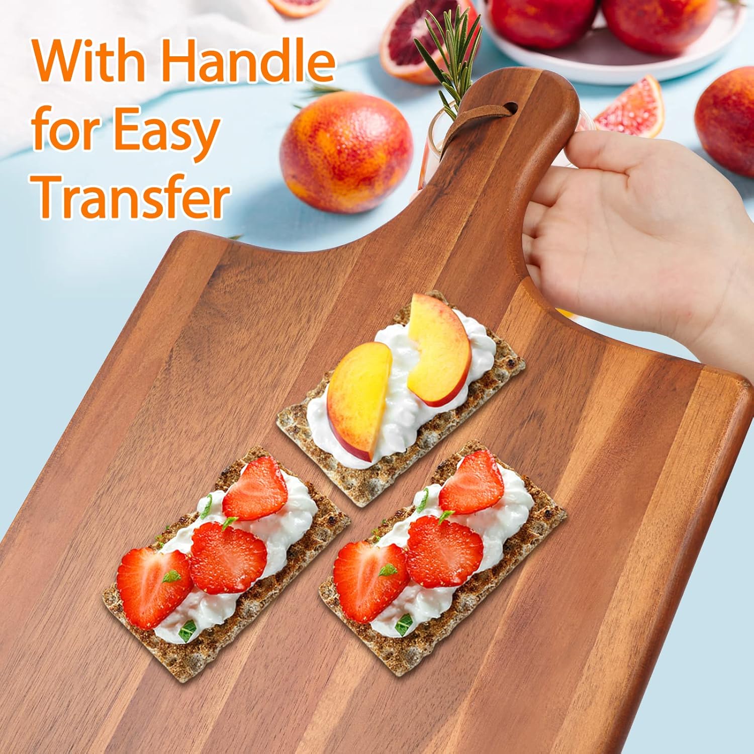 Acacia Wood Cutting Board with Handle 17"X11" H432