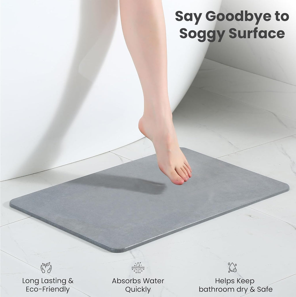 Gray 23.62 x 15.3 Diatomaceous Earth Bath Mat F100