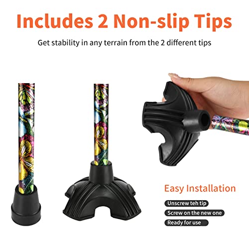 Folding Lightweight Offset Handle Adjustable Walking Stick H6375