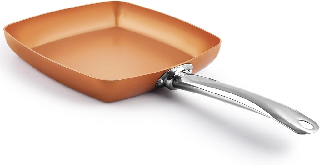 9.5" Non-Stick Copper Square Frying Pan with Ceramic Coating H2442