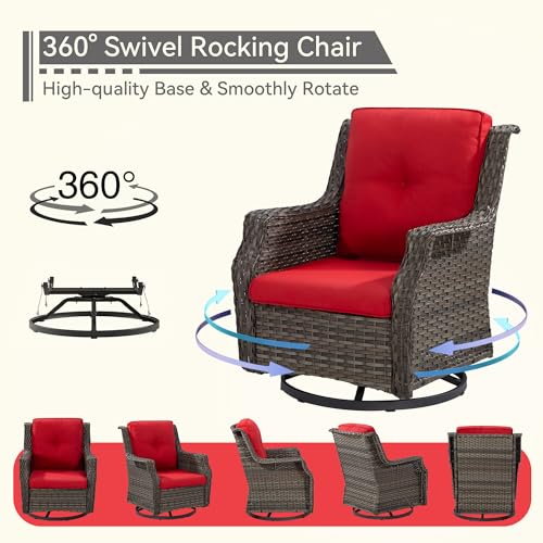 Outdoor Swivel Rocker Patio Chair with Olefin Fabric Cushions A6802