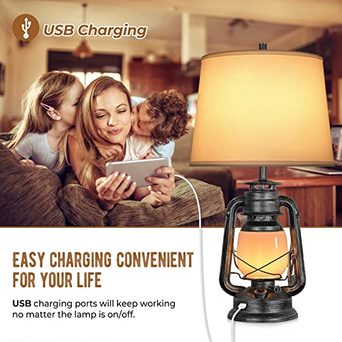 White 3-Way Dimmable Touch Table Lamps with USB Port O393