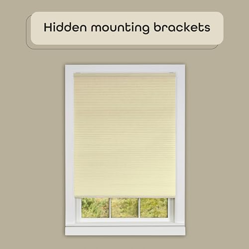 Cellular Pleated Window Shades - 31 Inch Width, 64 Inch Length (Alabaster) - Honeycomb Pull Down Blinds D309496