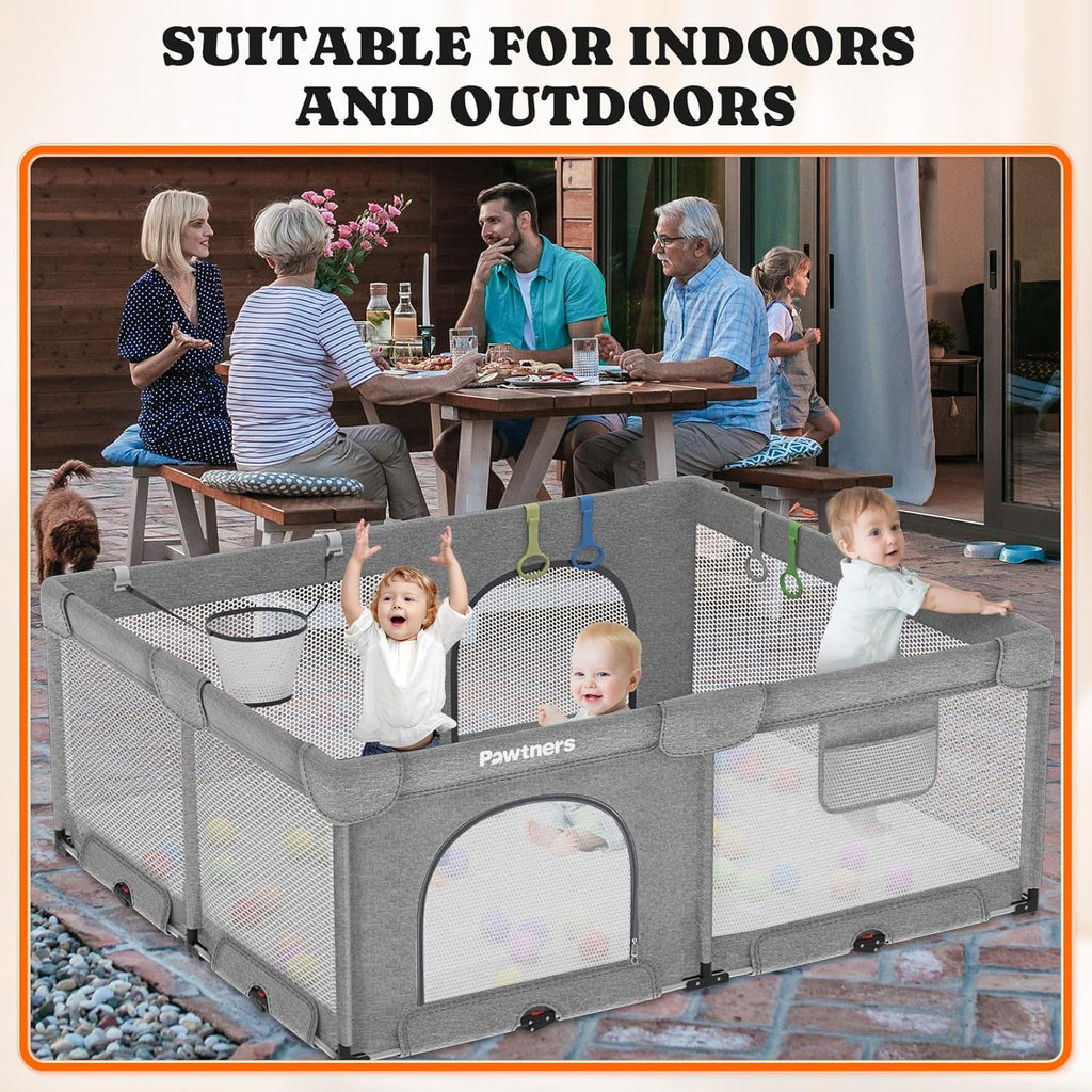 71"L x 59"W x 27"H Large Portable Baby Playpen with 50PCS Ocean Ball O50723