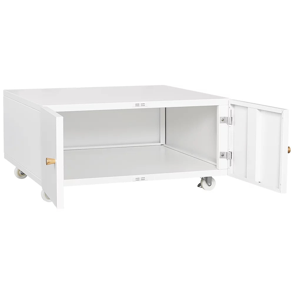White Printer Stand with Storage Cabinet and Wheels G73557