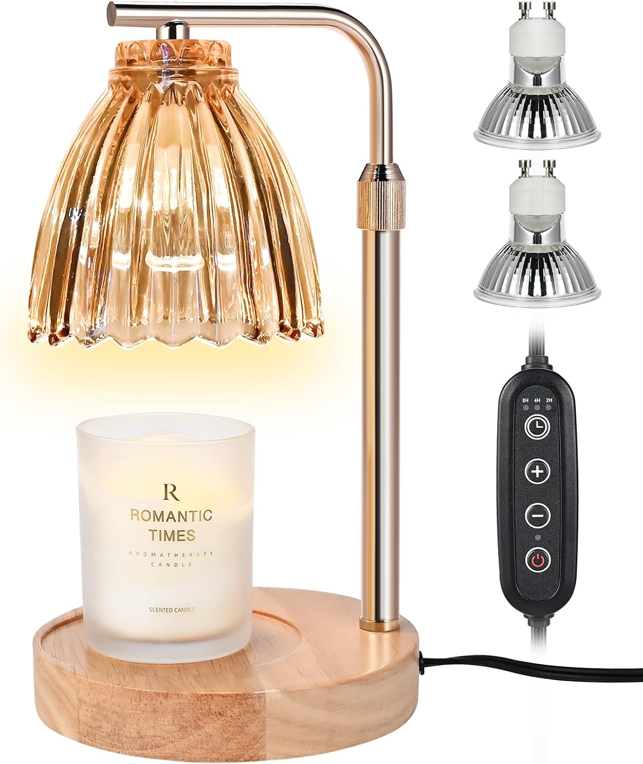 Electric Candle Warmer Lamp with Timer & Dimmer, Glass, Includes 2 Bulbs Y2607