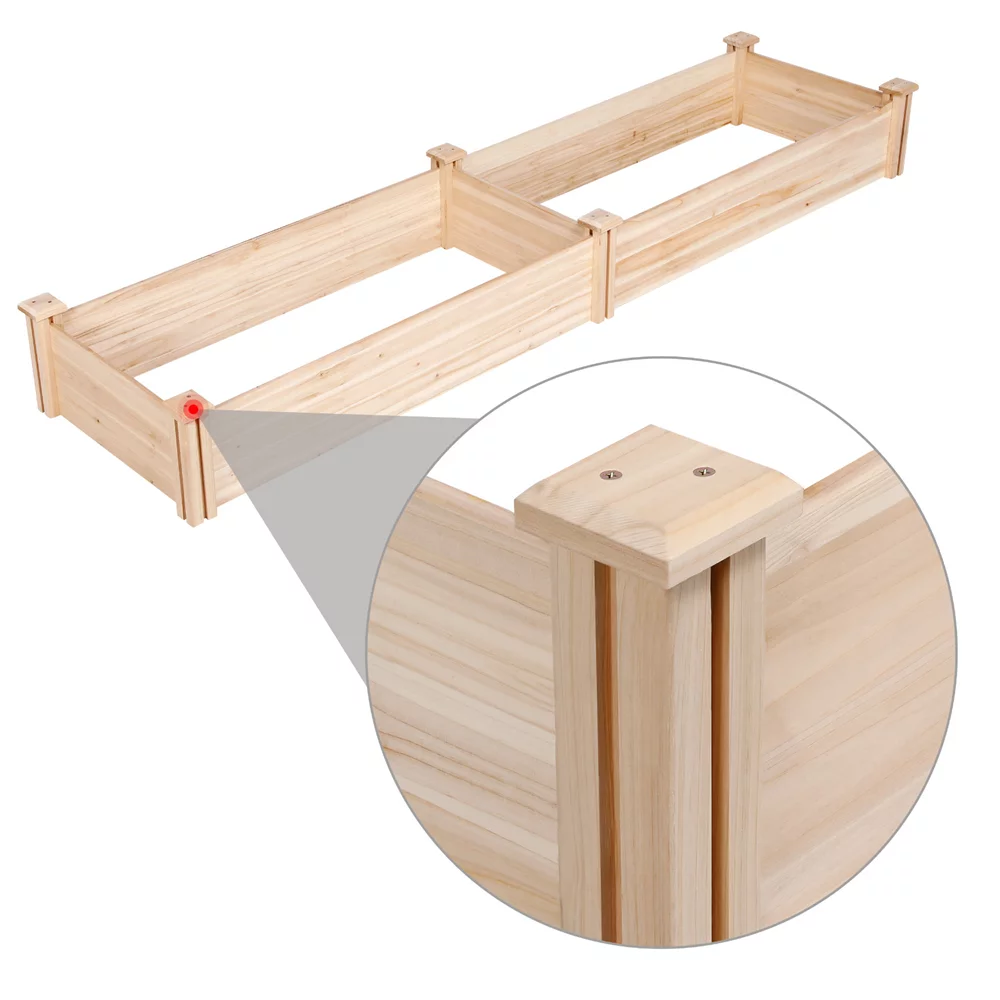 Wooden Raised Garden Bed, 96.7 x 24.6 x 10.6inch, Natural Wood Q4544