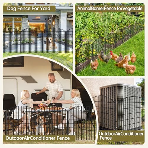 16 Panels 32in x 38.6ft Rustproof Metal Garden Fence with Gate T4746