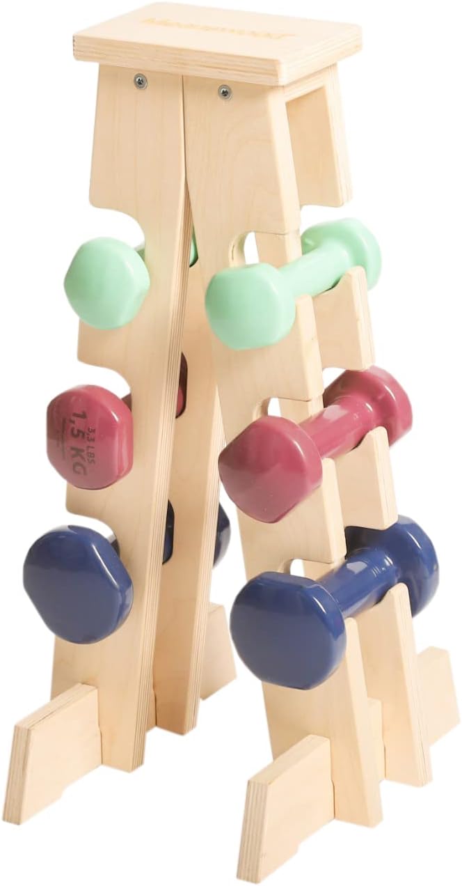 Wooden Dumbbell Rack for 6 Weights L36604