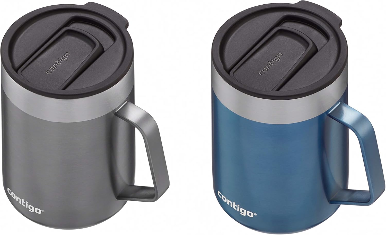 Stainless Steel Travel Mugs with Splash-Proof Lids J87734