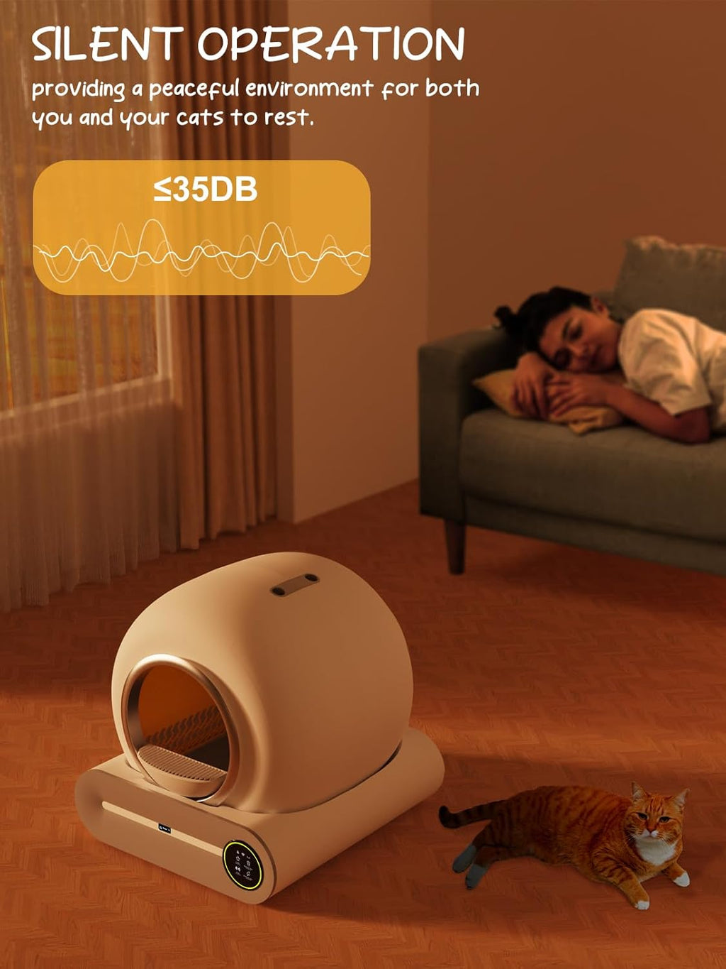 65L+9L Capacity Self-Cleaning Litter Box X1386