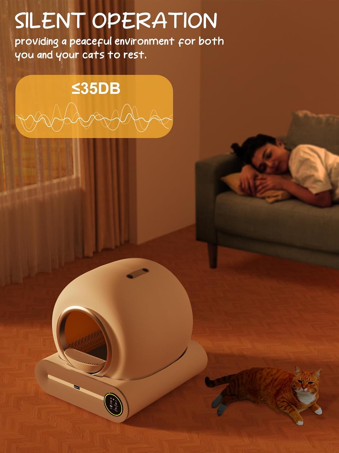 65L+9L Capacity Self-Cleaning Litter Box X1386